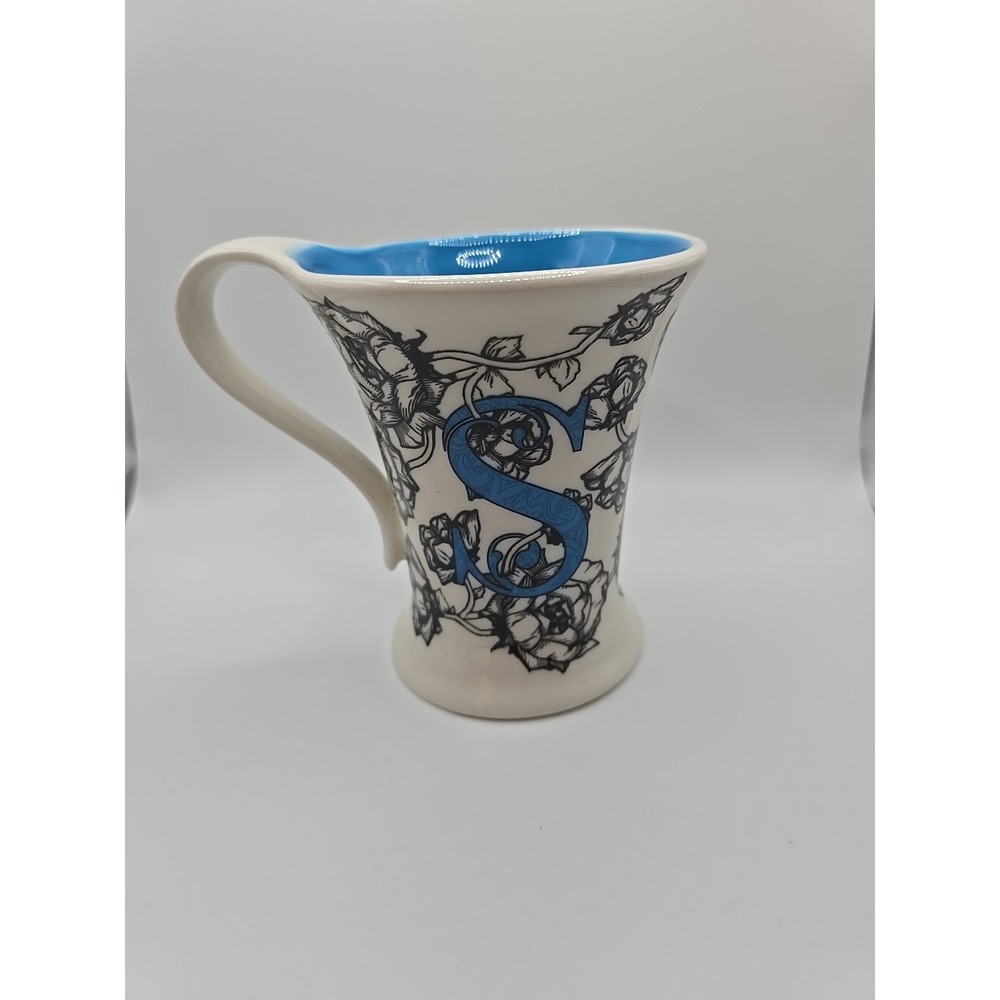 New Vintage Monogram Initial Letter S Floral Coffee Mug BlueCypress Home 12oz